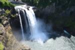 Water gushing beneath the waterfalls